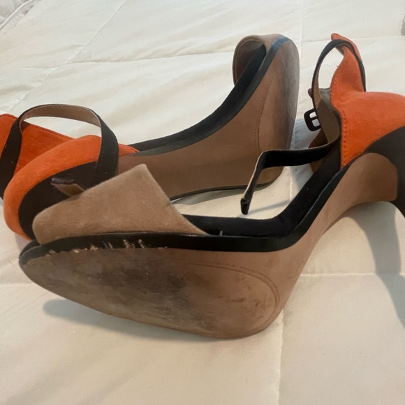 ZARA Collection by Basic black, tan and orange suede open toed heels 6.5 - Picture 4 of 5